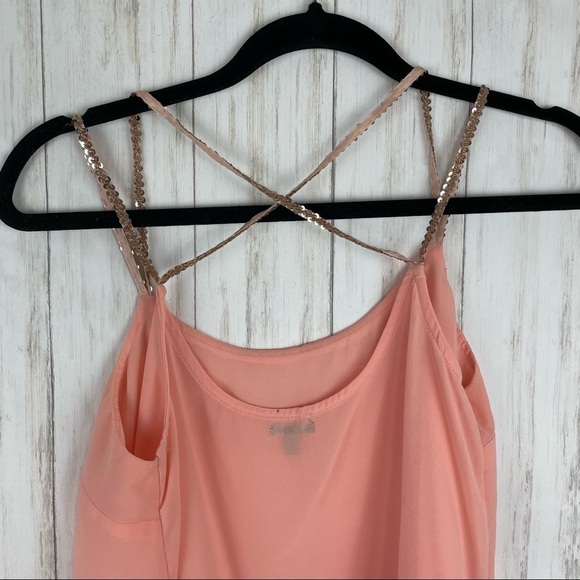 Charlotte Russe peach sequin strappy tank - Picture 5 of 6
